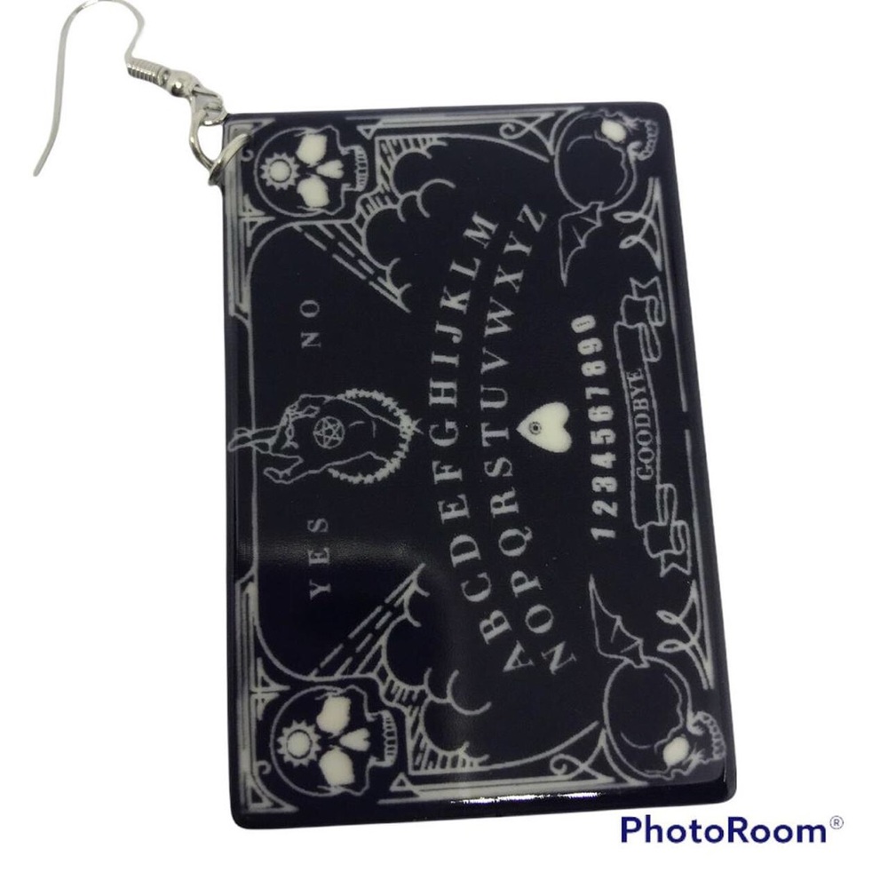 Skull Ouija Spirit Board Earrings new age occult goth gothic new - Picture 2 of 3